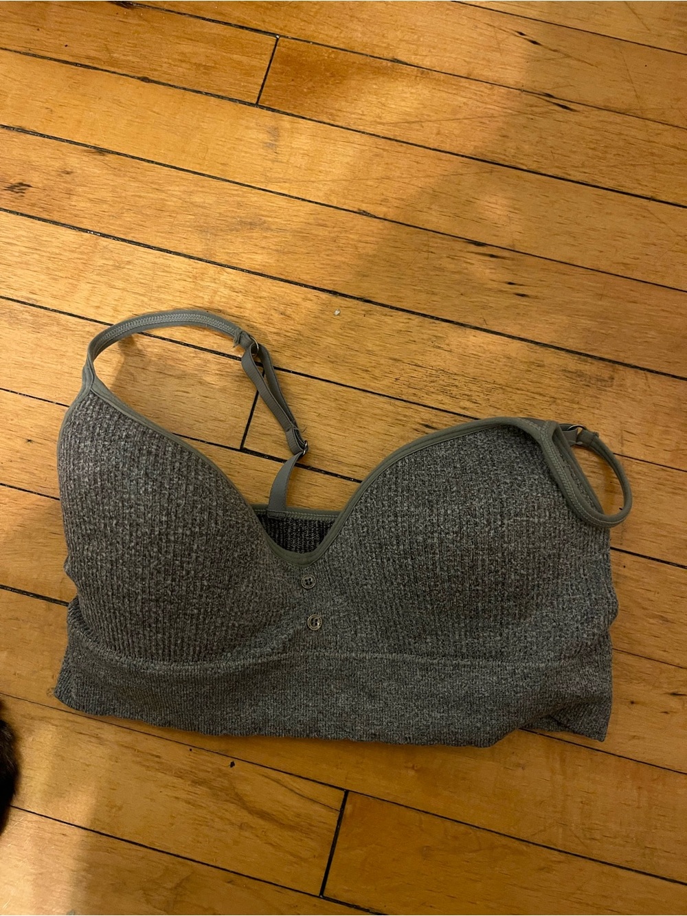 Lucky Brand Ribbed Padded Bralettes - Gray